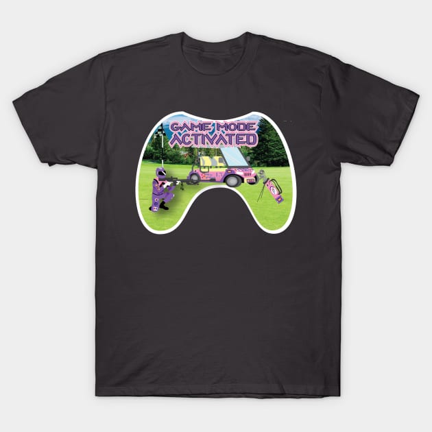 Game Mode Activated Pink Golf course white Trim T-Shirt by Sublime Expressions